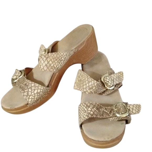 Dansko Sophie Sandal Snake Embossed Double Strap Buckle Mule Sandals Size 11 - Picture 1 of 10